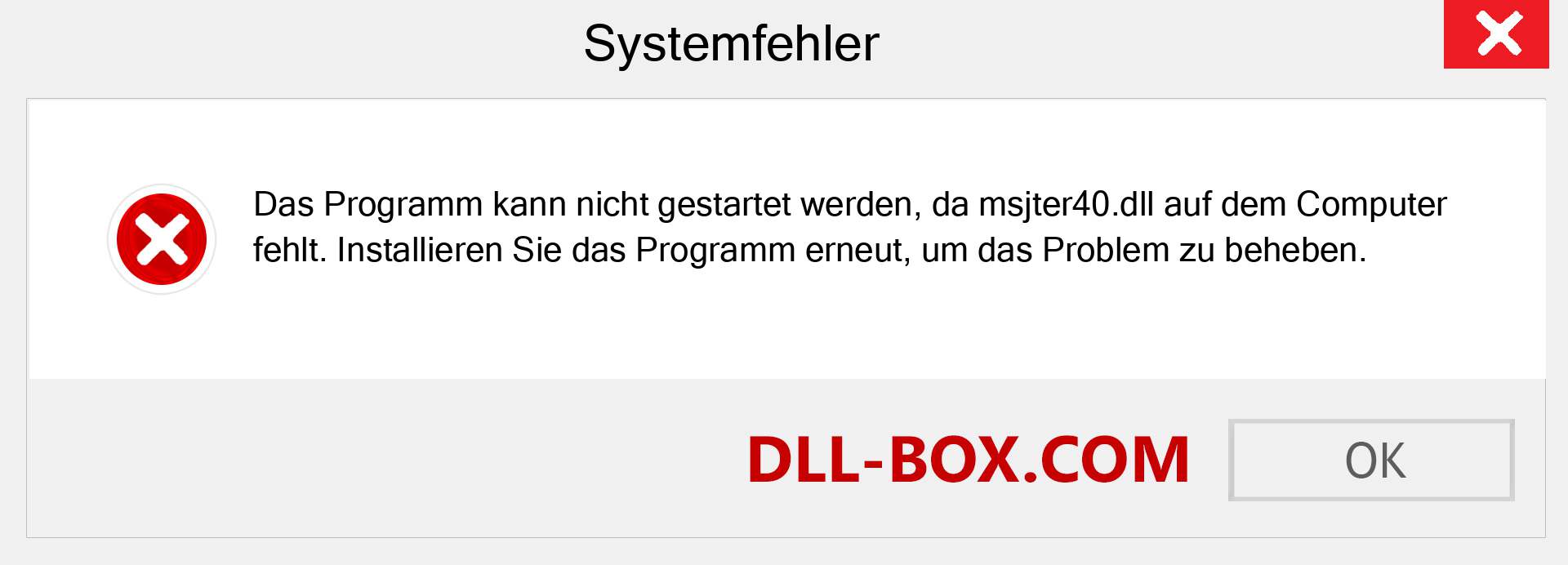 msjter40.dll-Datei fehlt?. Download für Windows 7, 8, 10 - Fix msjter40 dll Missing Error unter Windows, Fotos, Bildern