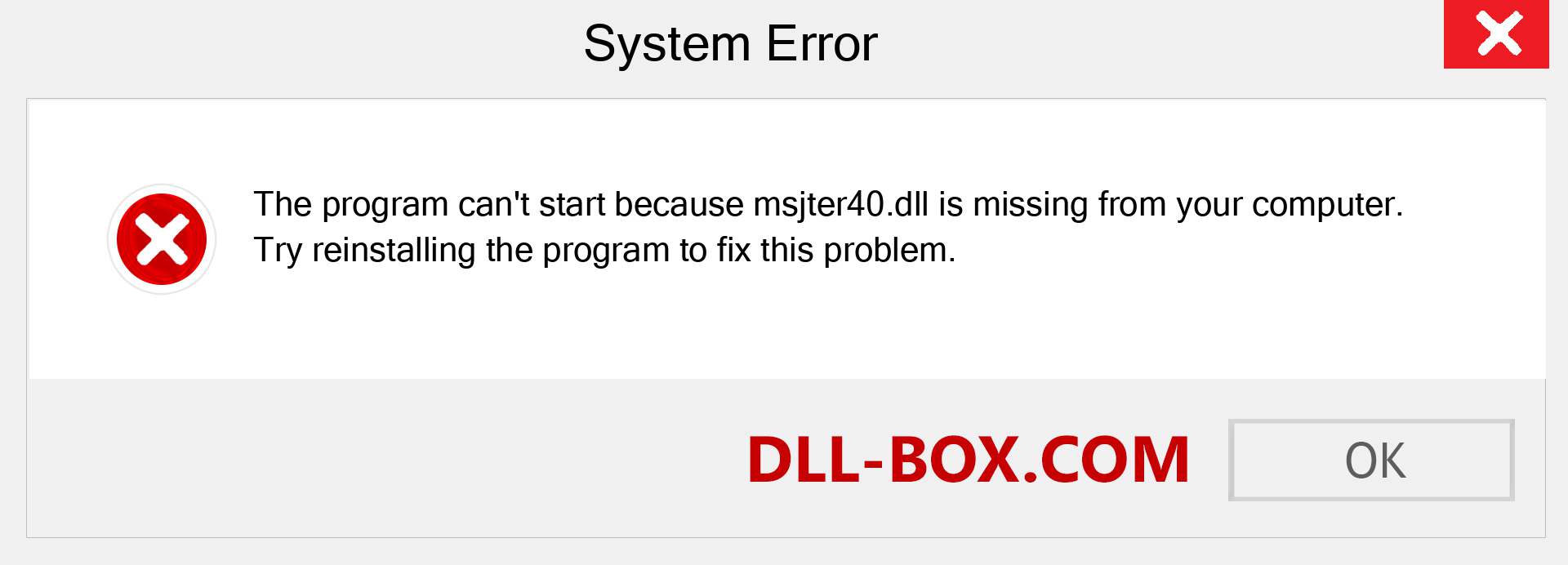  msjter40.dll file is missing?. Download for Windows 7, 8, 10 - Fix  msjter40 dll Missing Error on Windows, photos, images