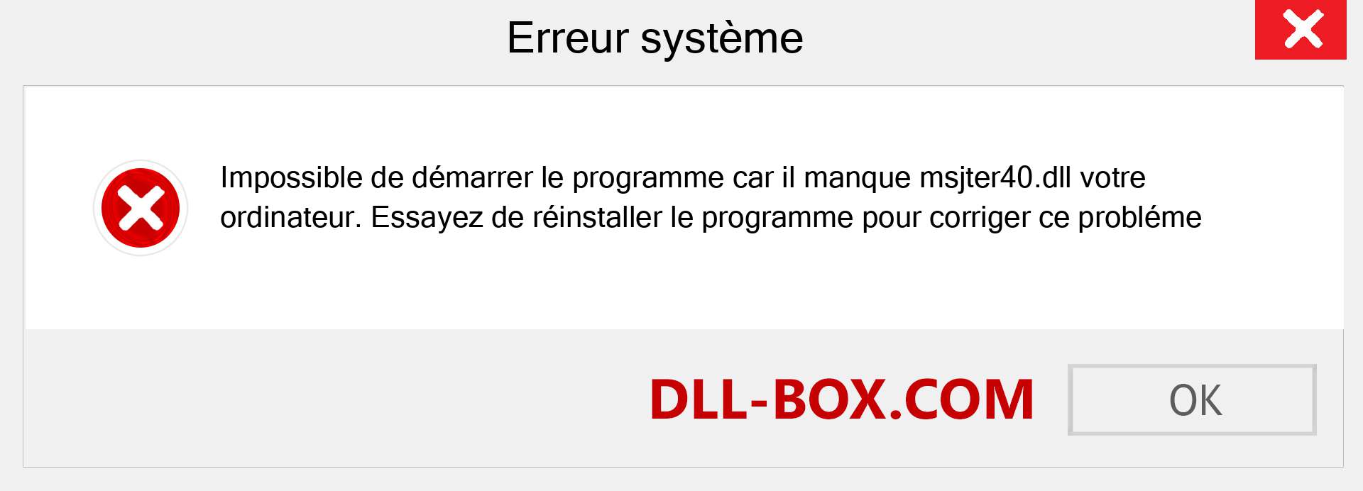 Le fichier msjter40.dll est manquant ?. Télécharger pour Windows 7, 8, 10 - Correction de l'erreur manquante msjter40 dll sur Windows, photos, images